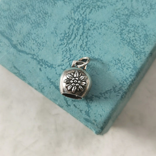 Vintage 800 Silver Edelweiss Swiss Bell Charm