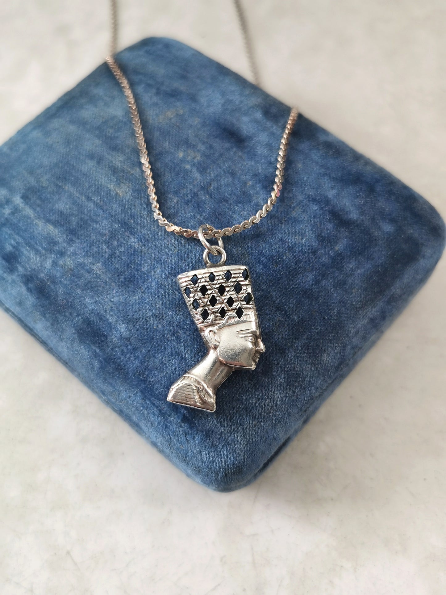 Vintage Sterling Silver Nephertiti Pendant Necklace
