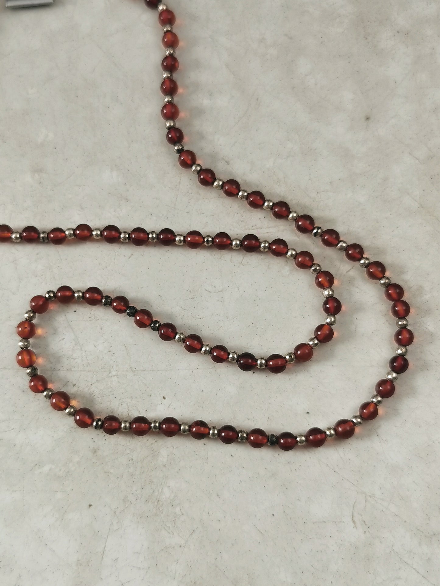 Vintage Polish Sterling Silver and Amber Beaded Necklace