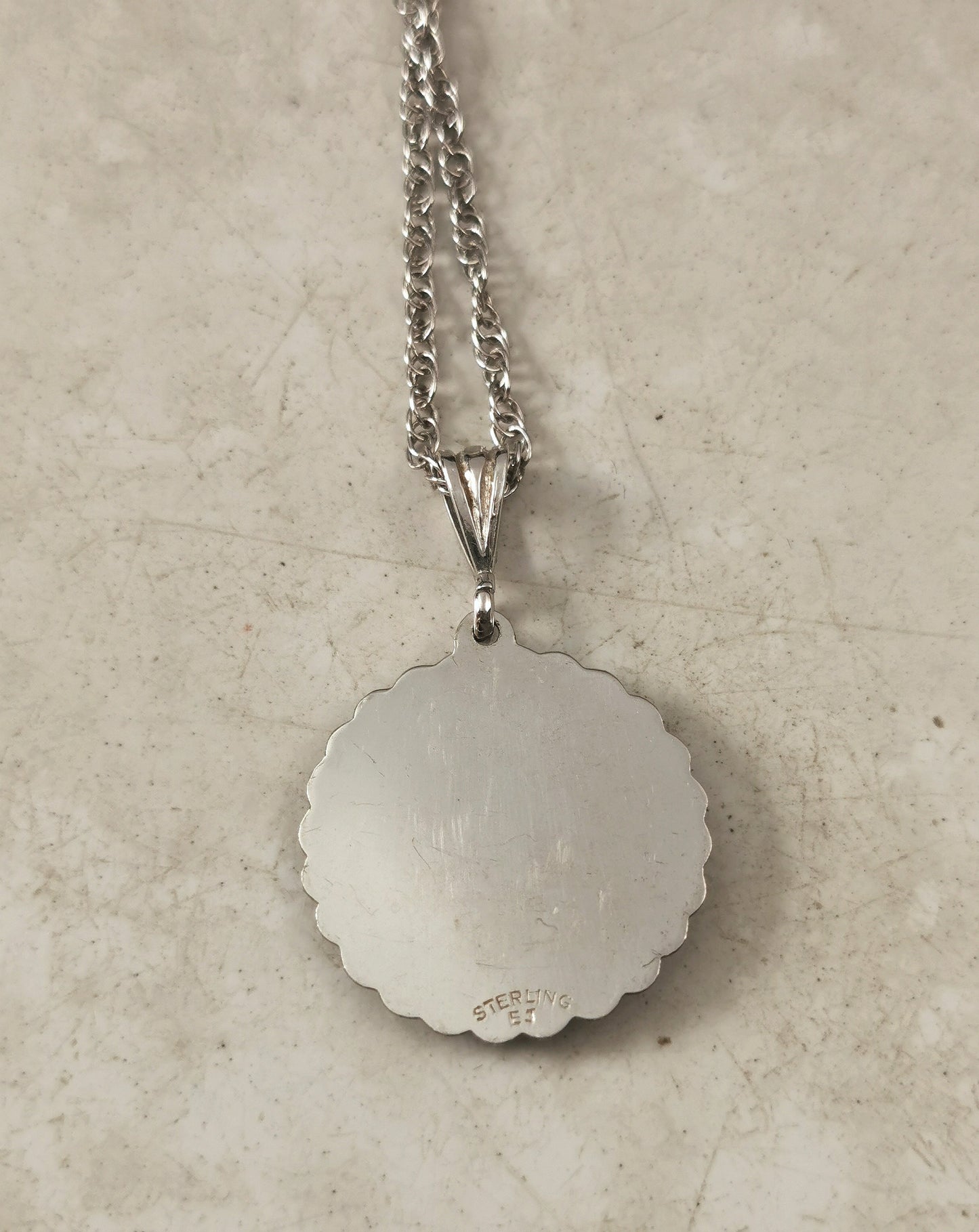 Vintage Sterling Silver Gemini Disc Necklace