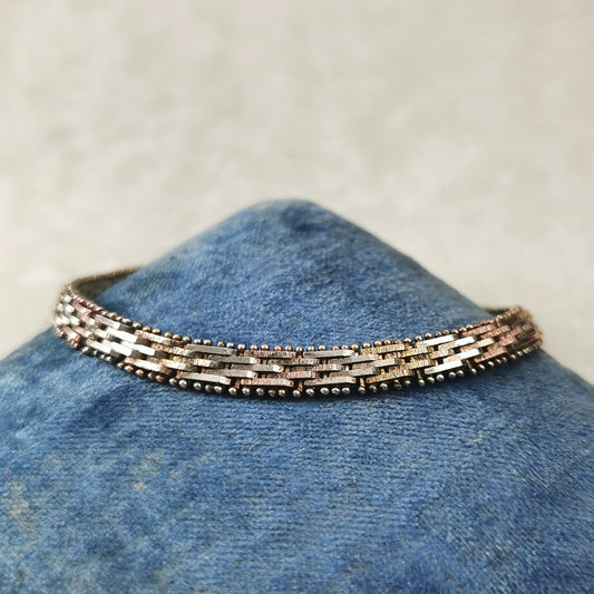 Vintage Sterling Silver Tri-colour Bracelet