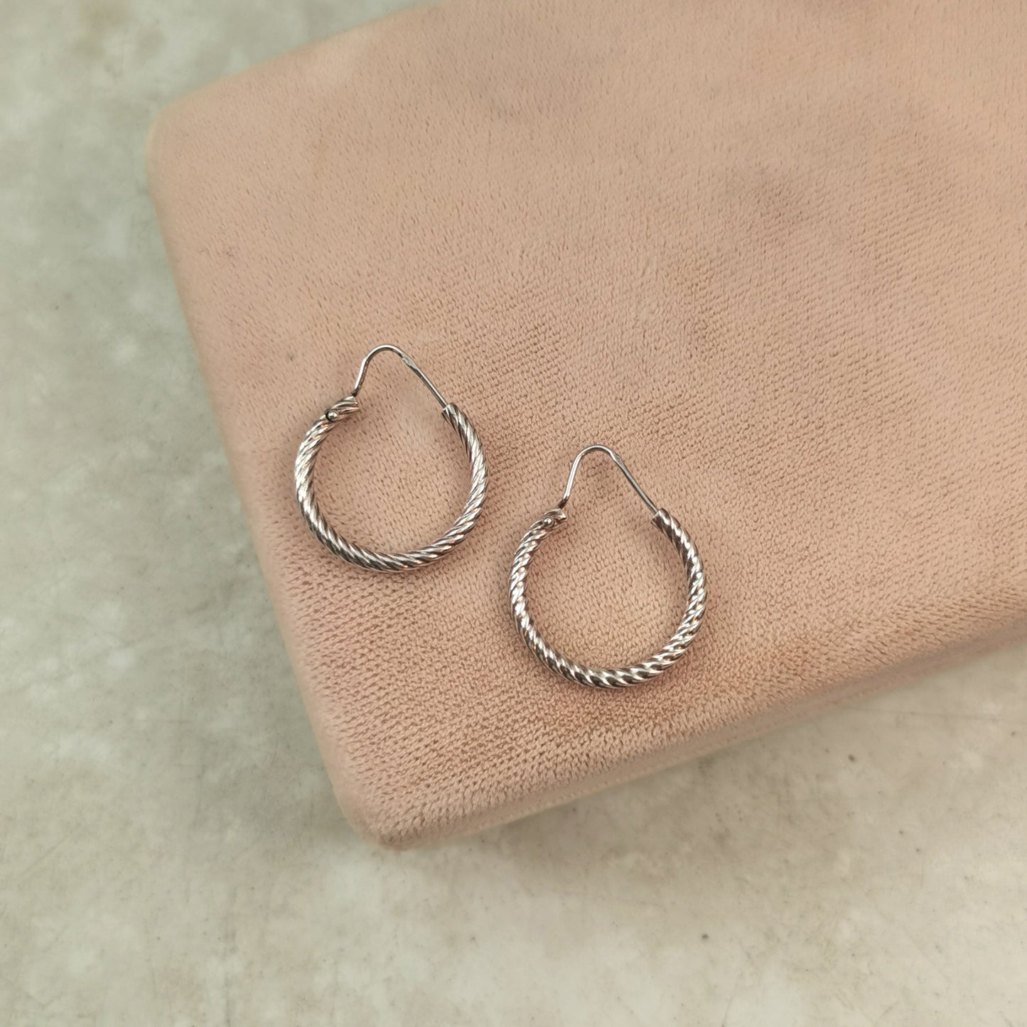 Vintage Sterling Silver Twisted Rope Tube Hoops