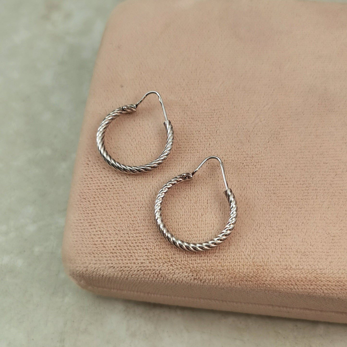 Vintage Sterling Silver Twisted Rope Tube Hoops