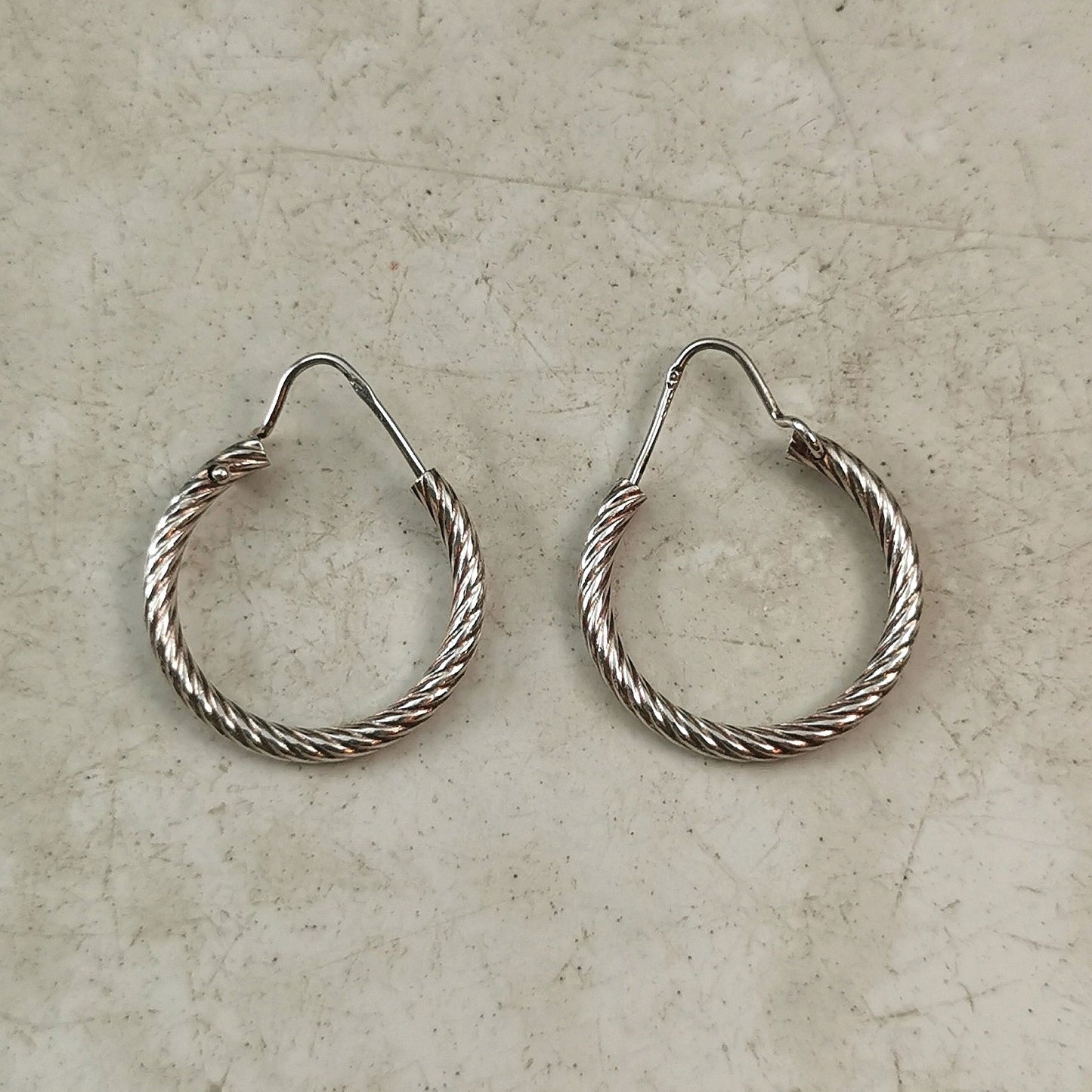 Vintage Sterling Silver Twisted Rope Tube Hoops