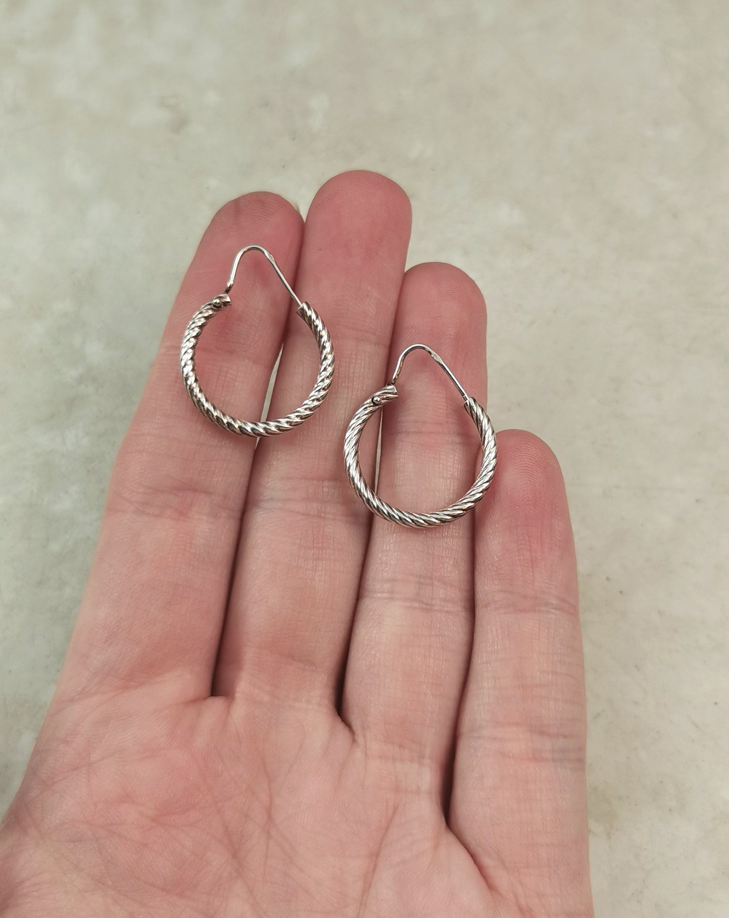 Vintage Sterling Silver Twisted Rope Tube Hoops
