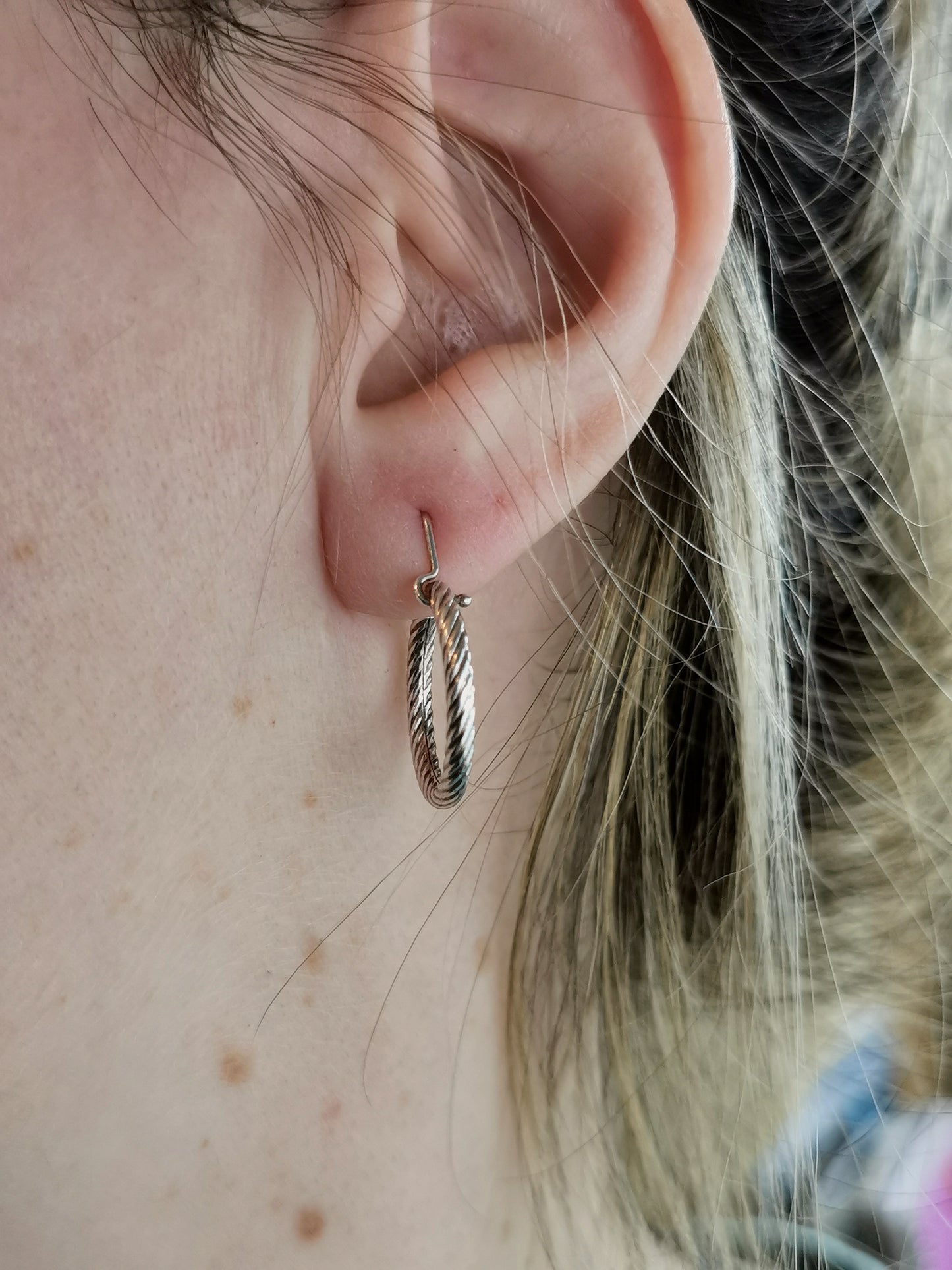 Vintage Sterling Silver Twisted Rope Tube Hoops