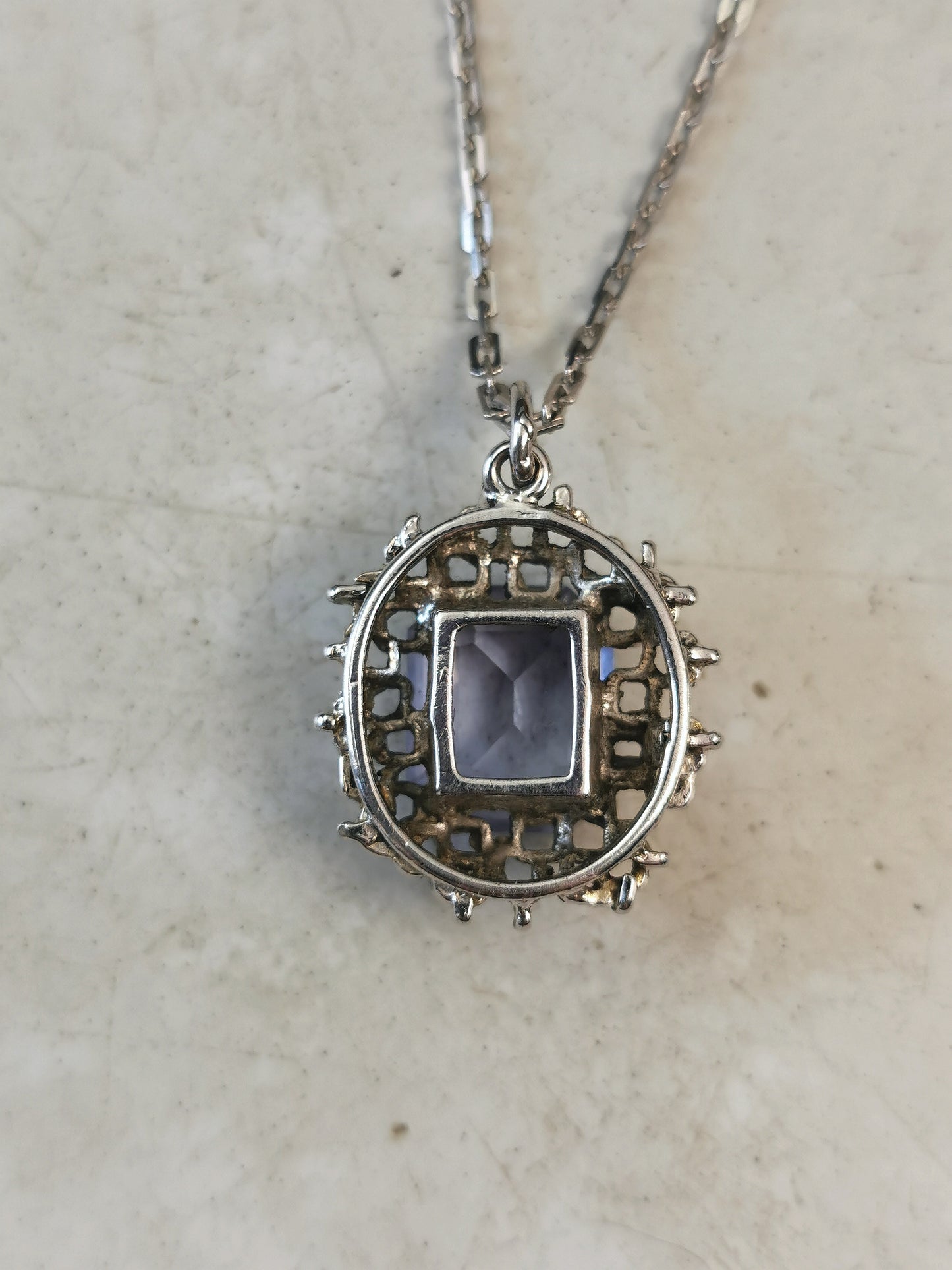 Vintage Brutalist Colour Change Glass White Gold Necklace
