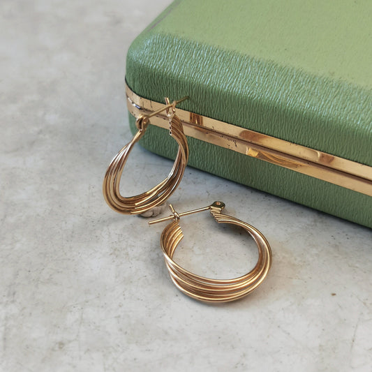 Estate 14k Yellow Gold Multi Hoops - DENTED