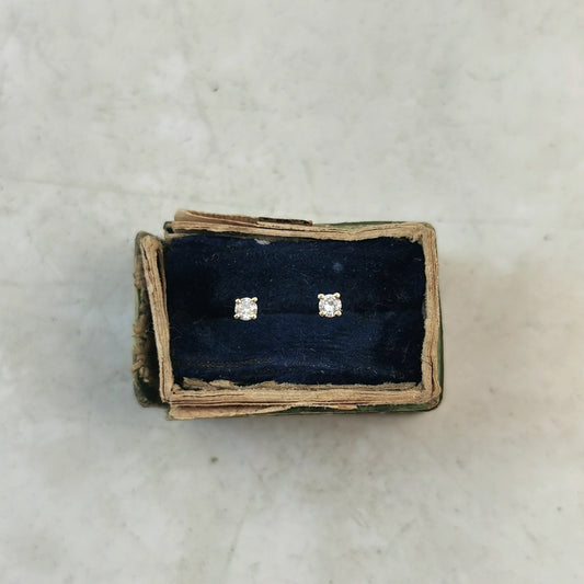 14k Yellow Gold Small Repurposed Diamond Stud Earrings