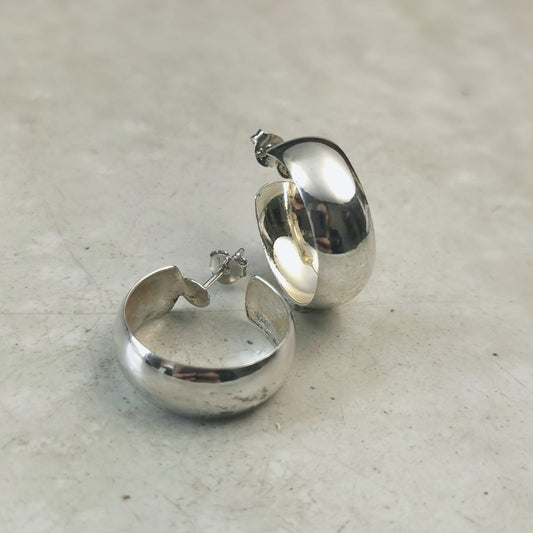 Estate Sterling Silver Wide Stud Hoops