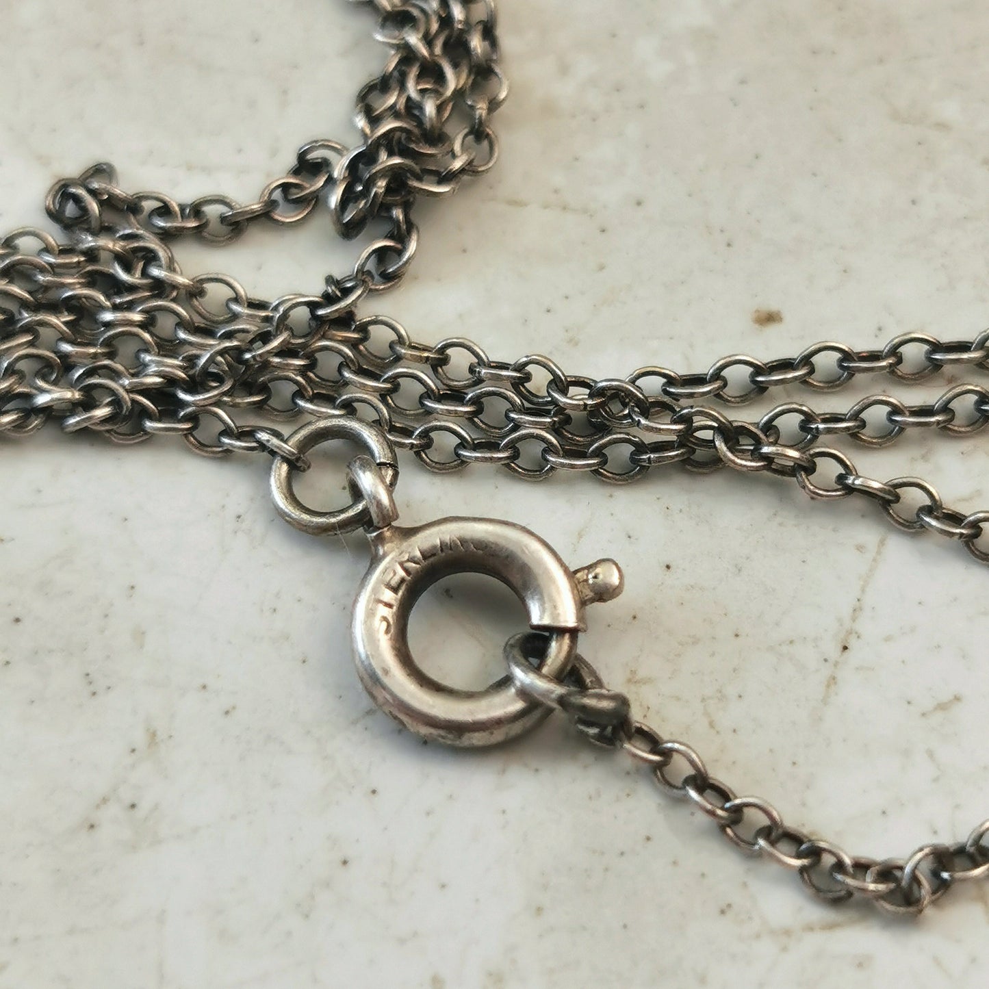 Vintage Sterling Silver Charles Horner Guilloché Enamel Rose Necklace