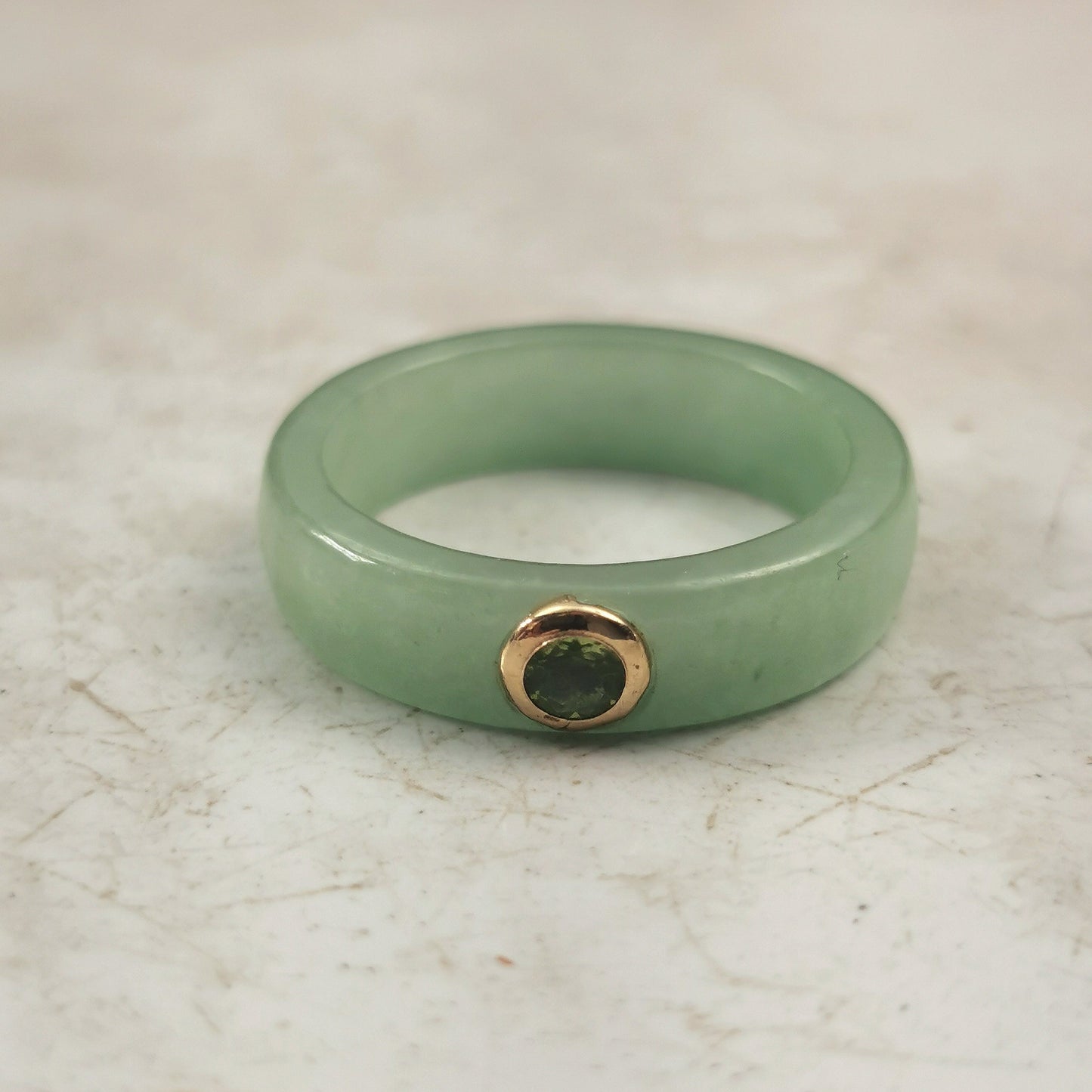 Pair of Estate 14k Yellow Gold Jadeite and Gemstone Stacking Bands