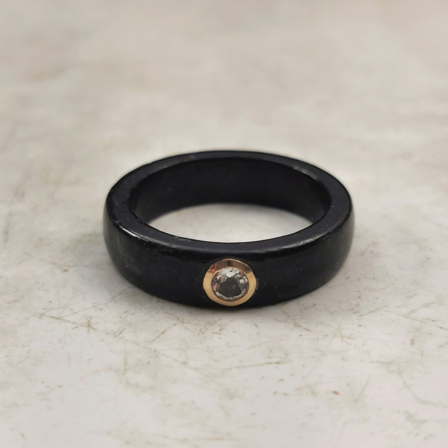 Pair of Estate 14k Yellow Gold Jadeite and Gemstone Stacking Bands
