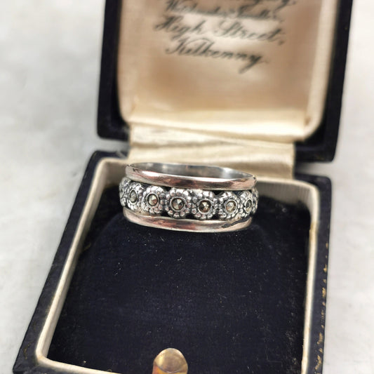 Vintage Sterling Silver & Marcasite Portuguese Band