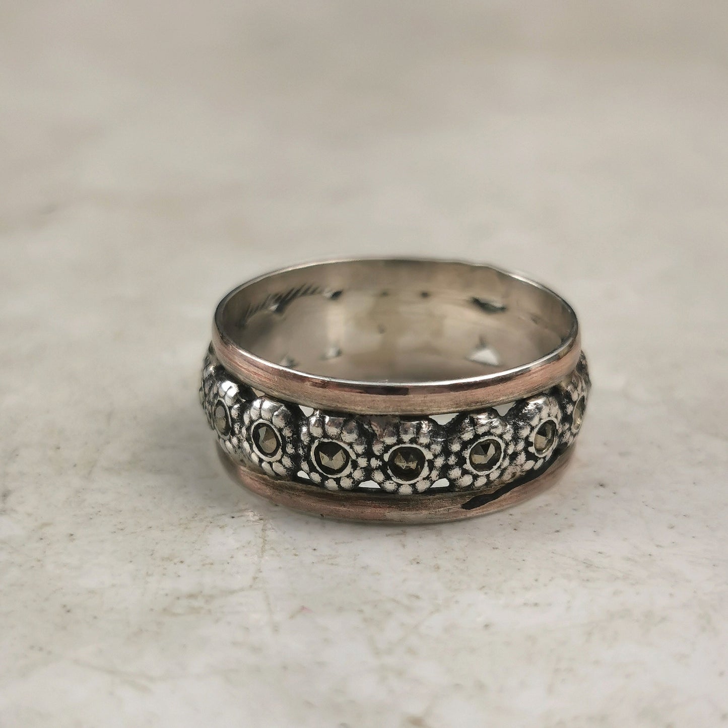 Vintage Sterling Silver & Marcasite Portuguese Band