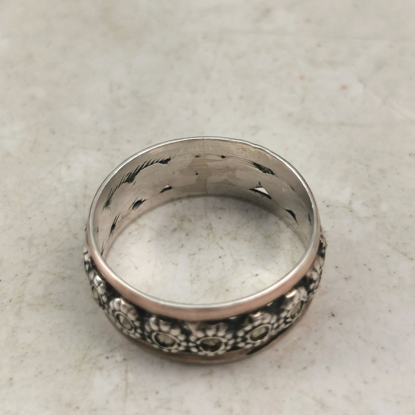 Vintage Sterling Silver & Marcasite Portuguese Band