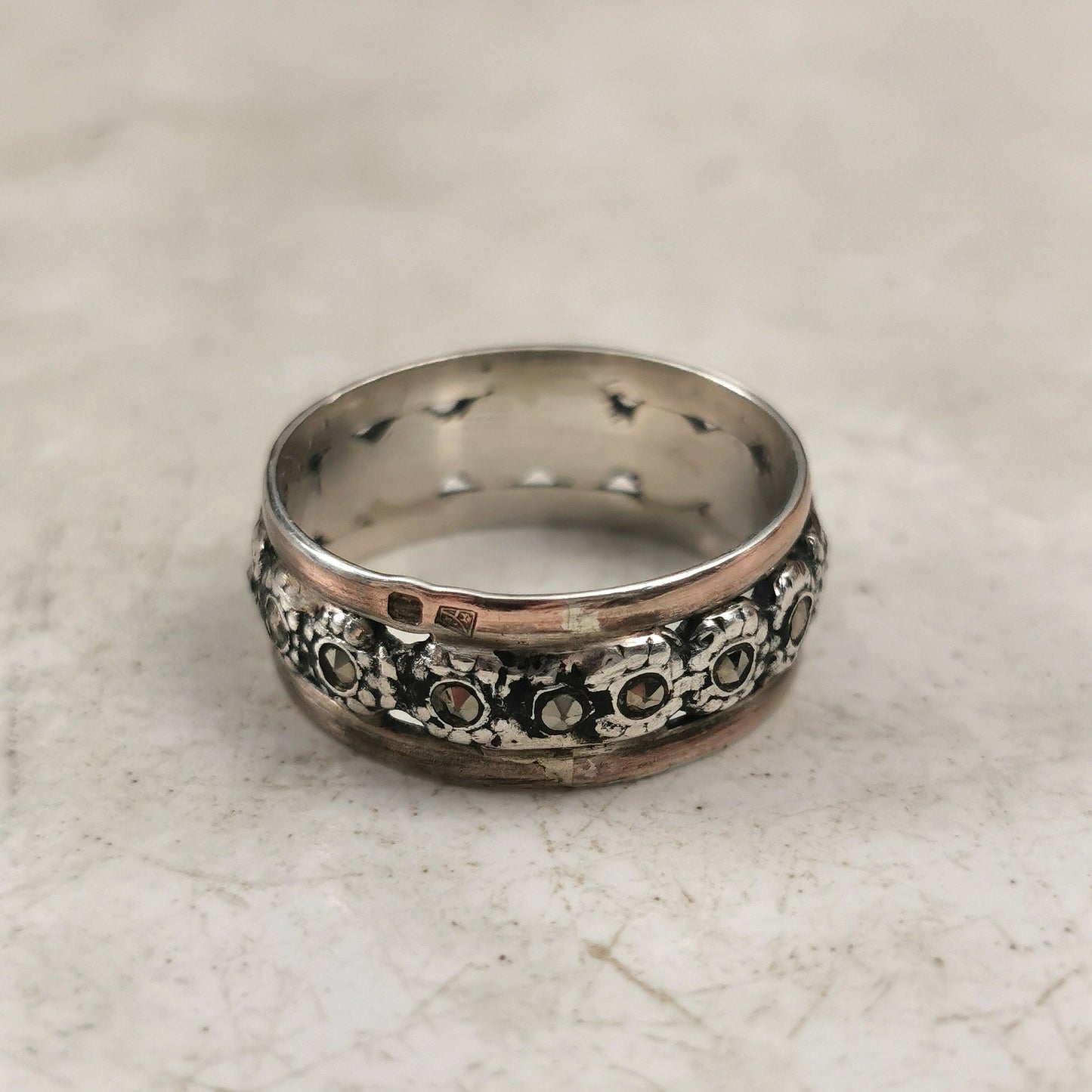 Vintage Sterling Silver & Marcasite Portuguese Band