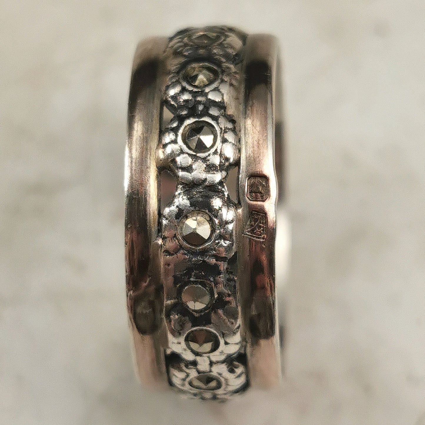 Vintage Sterling Silver & Marcasite Portuguese Band