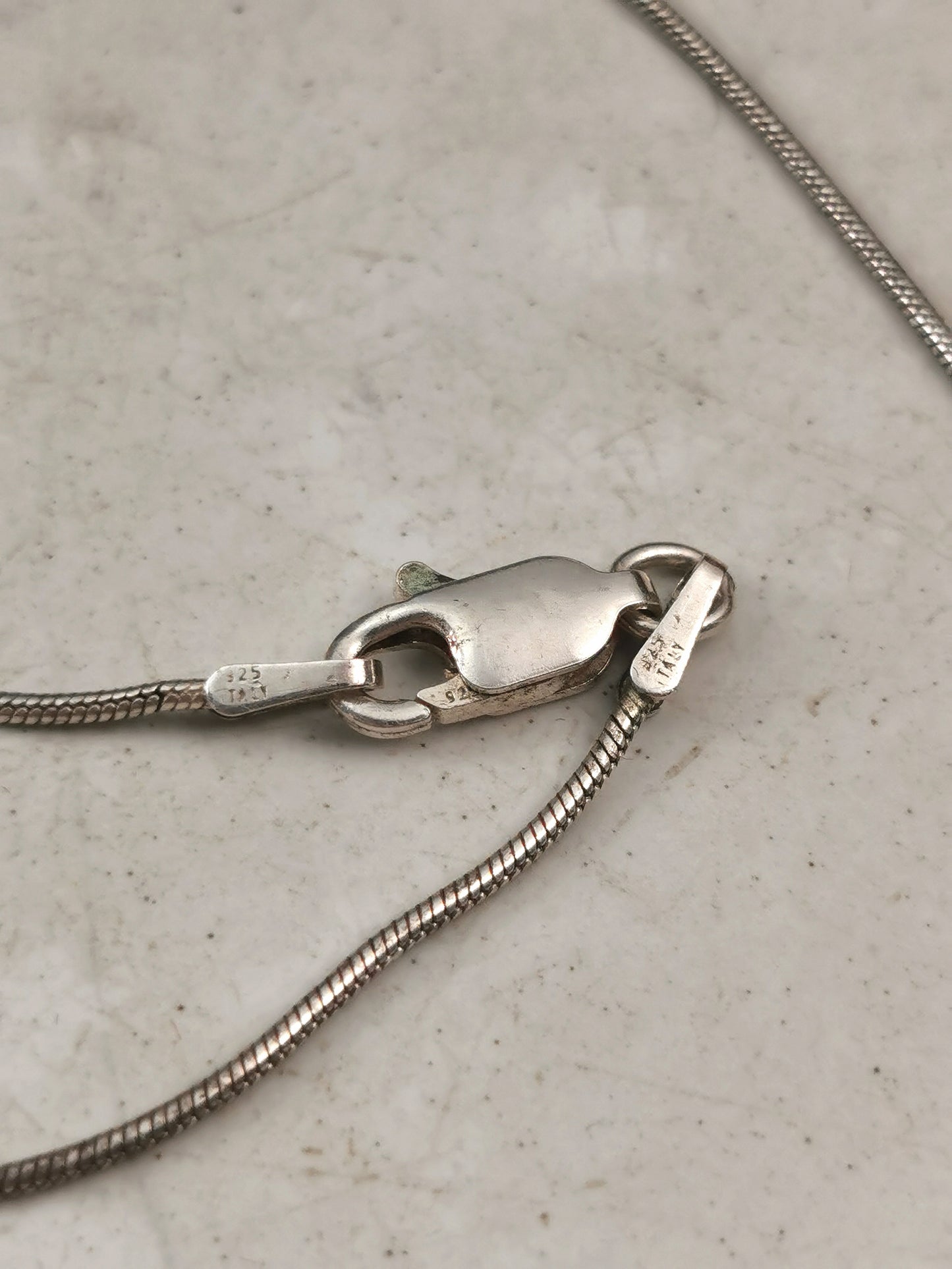 Vintage Sterling Silver & Green Soapstone Tooth Necklace