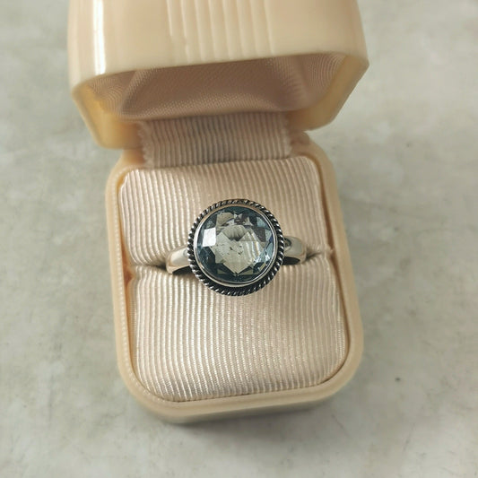 Estate Sterling Silver Blue Topaz Ring