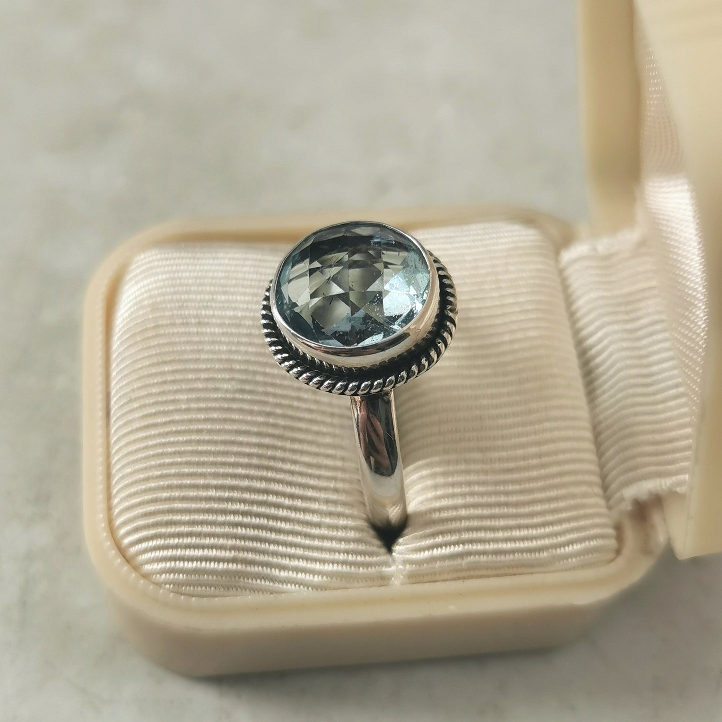 Estate Sterling Silver Blue Topaz Ring