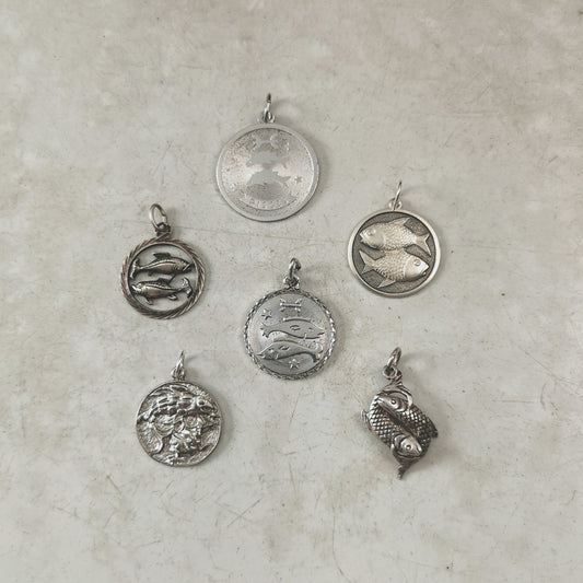 Vintage Sterling Silver Pisces Zodiac Charms