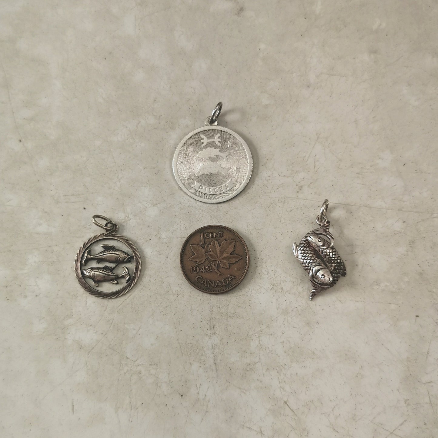 Vintage Sterling Silver Pisces Zodiac Charms
