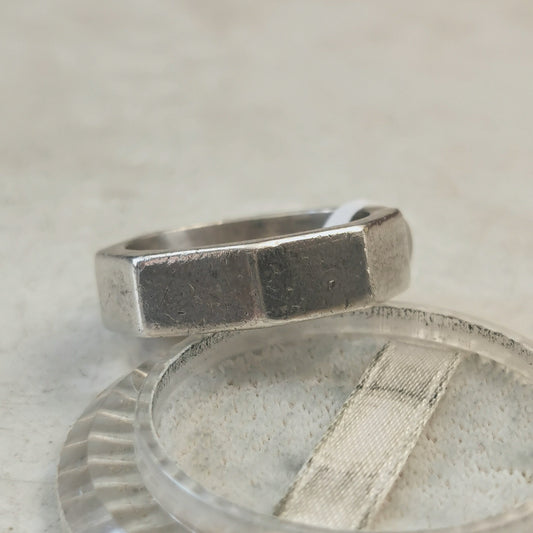 Estate Sterling Silver Mexico Hexagon Bolt Ring