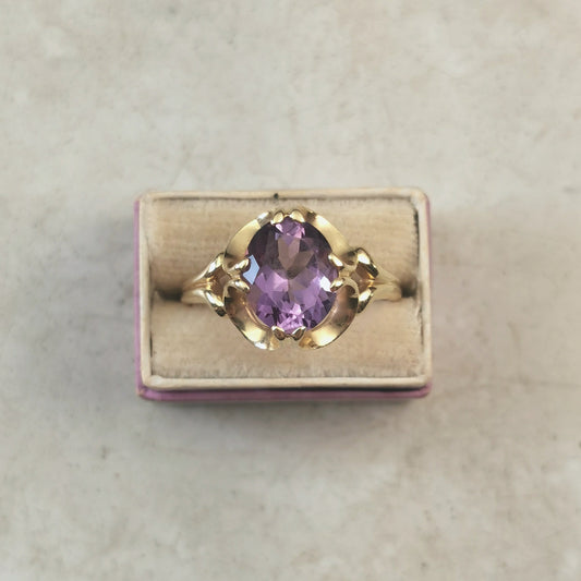 Vintage 14k Yellow Gold & Amethyst Buttercup Ring
