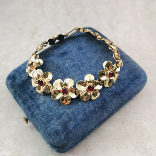 Vintage Gold Vermeil Flower Bracelet