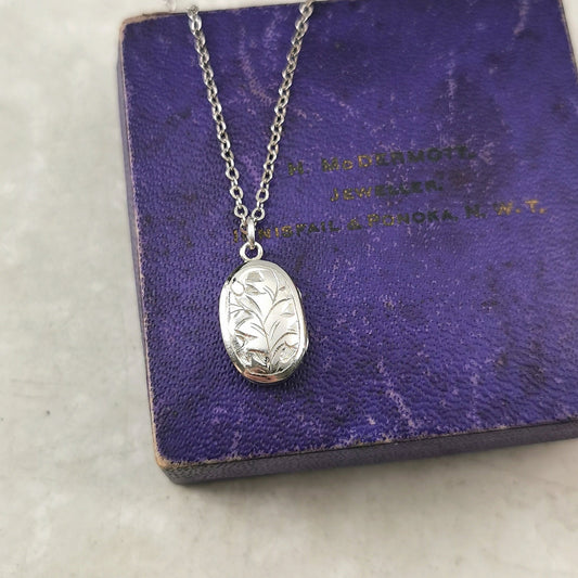 Vintage Sterling Silver Tiny Oval Locket