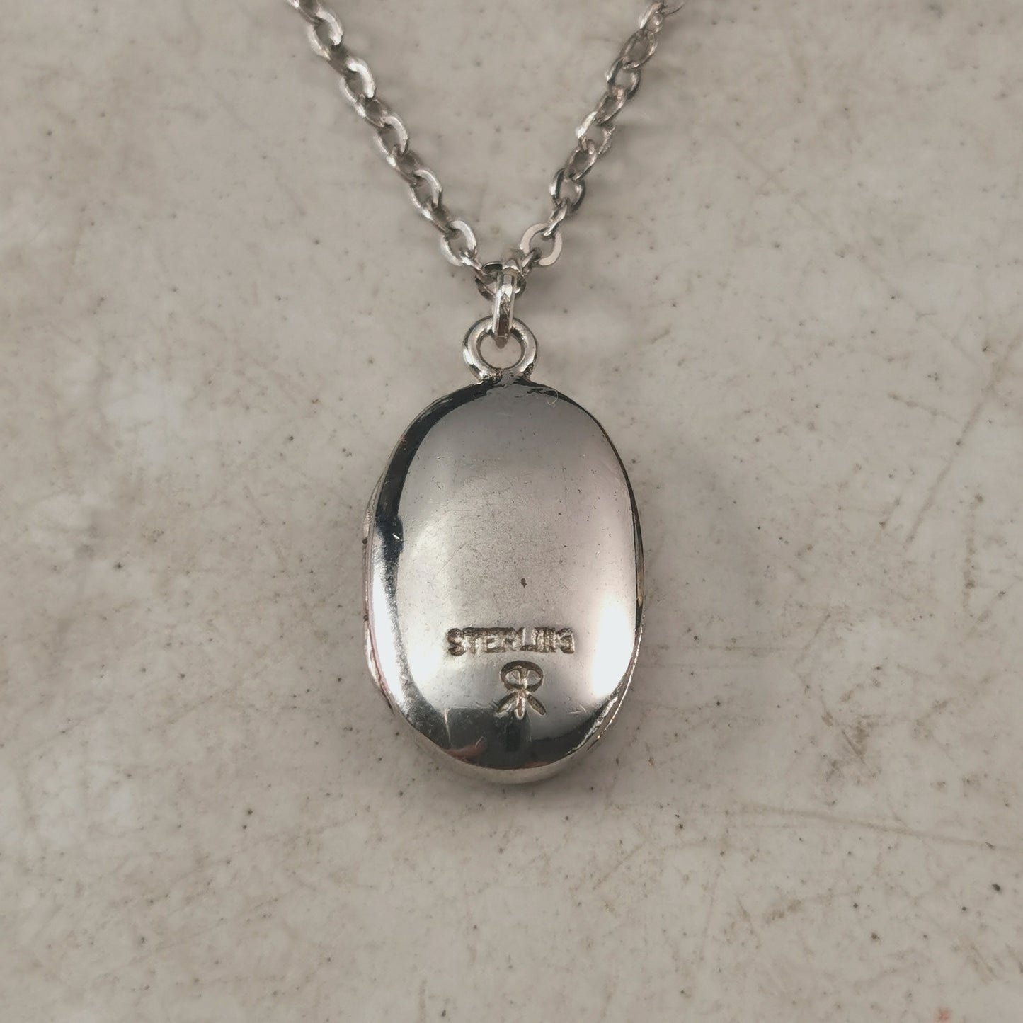 Vintage Sterling Silver Tiny Oval Locket