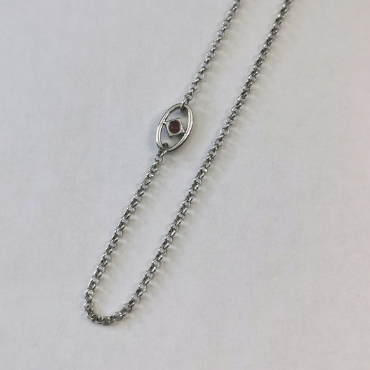 Elle Sterling Silver 23.5" Rolo Chain with Ruby Logo Tag
