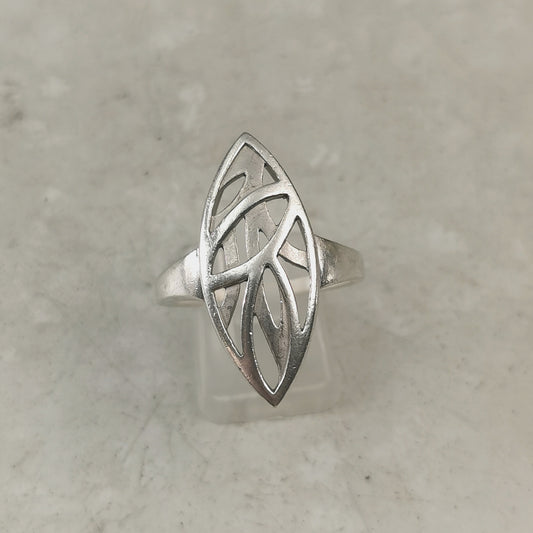 Estate Breuning Sterling Silver Open Work Navette Ring