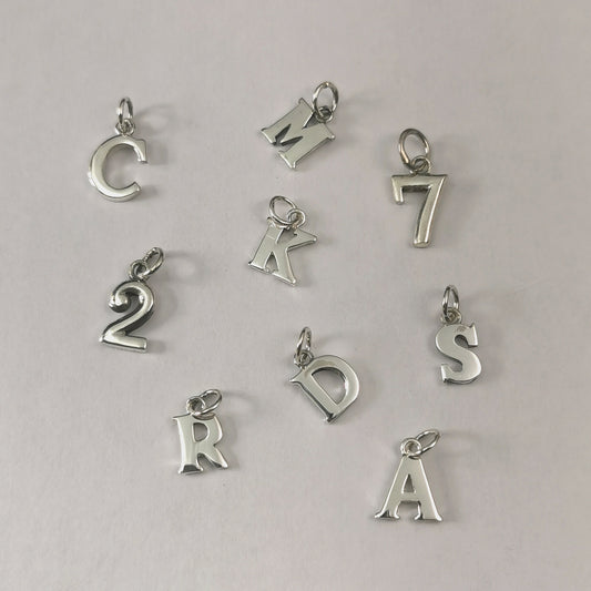 New Sterling Silver Initial & Number Charms