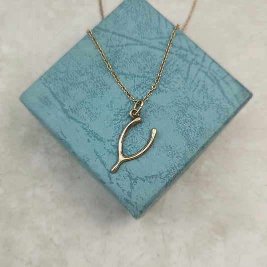 Vintage Gold Filled Lucky Wishbone Necklace