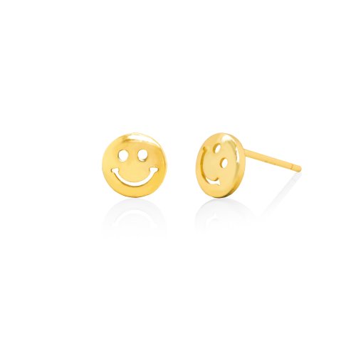 New Sterling Silver Smiley Face Studs - Silver & Gold