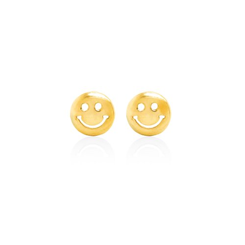 New Sterling Silver Smiley Face Studs - Silver & Gold