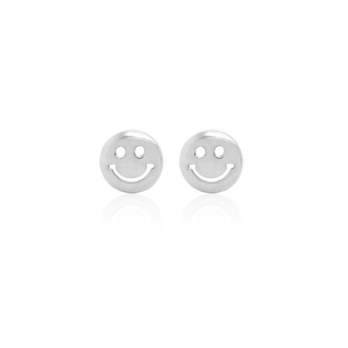 New Sterling Silver Smiley Face Studs - Silver & Gold
