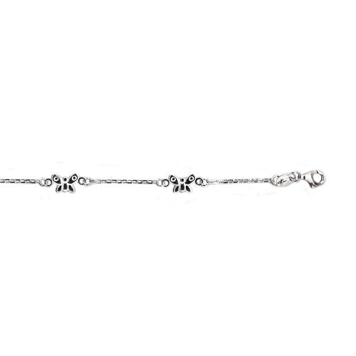 New Sterling Silver Butterfly Station Link Anklet