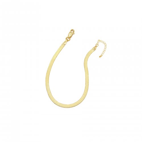 New Sterling Silver 3.5mm Herringbone Chain Anklet - Silver & Gold
