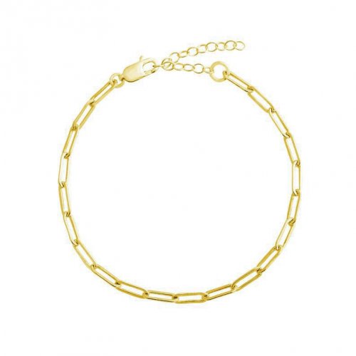 New Sterling Silver 3.5mm Wide Paperclip Chain Anklet - Silver & Gold