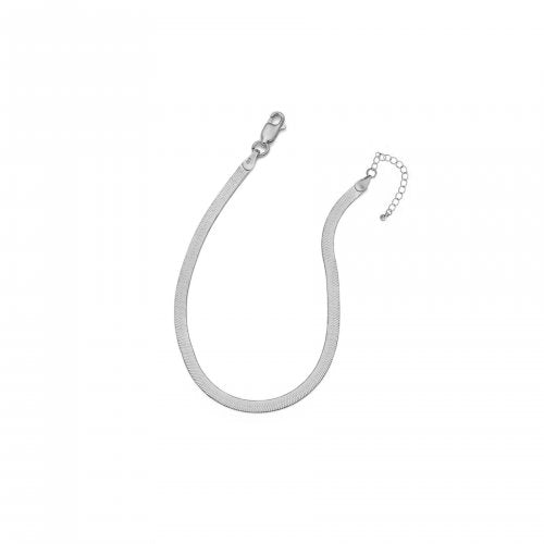 New Sterling Silver 3.5mm Herringbone Chain Anklet - Silver & Gold