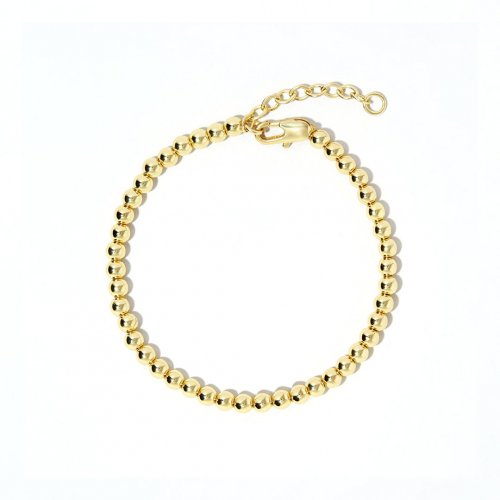 New Sterling Silver Gold Vermeil 4mm Ball Bracelet.