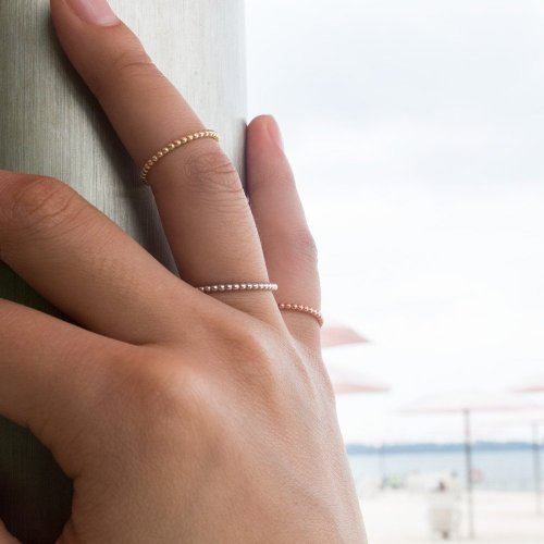 New Sterling Silver Thin Bubble Ring - Silver & Gold