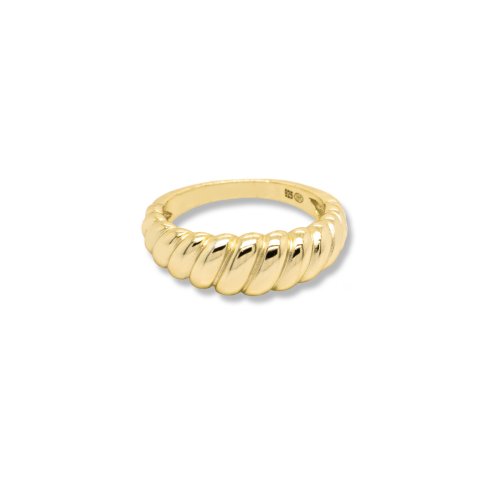 New Sterling Silver Gold Plated Croissant Ring