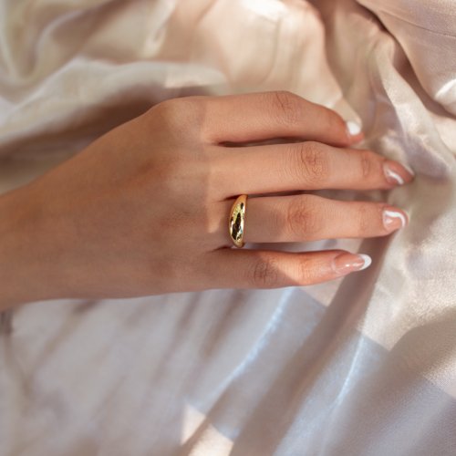 New Sterling Silver Dome Ring - Silver & Gold