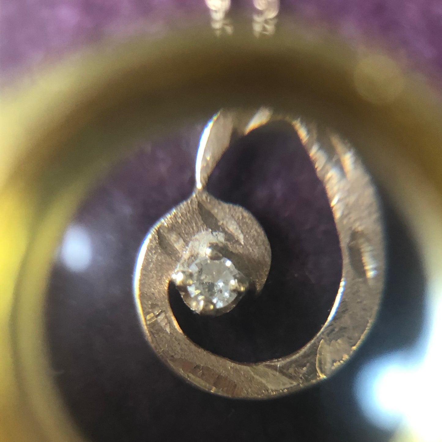 Vintage 10k Yellow Gold Initial 'F' Diamond Pendant Necklace