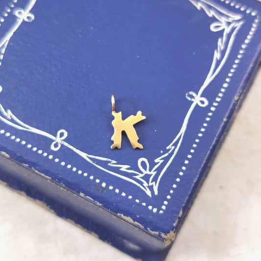 Antique 10k Yellow Gold Gothic Style Initial K Charm