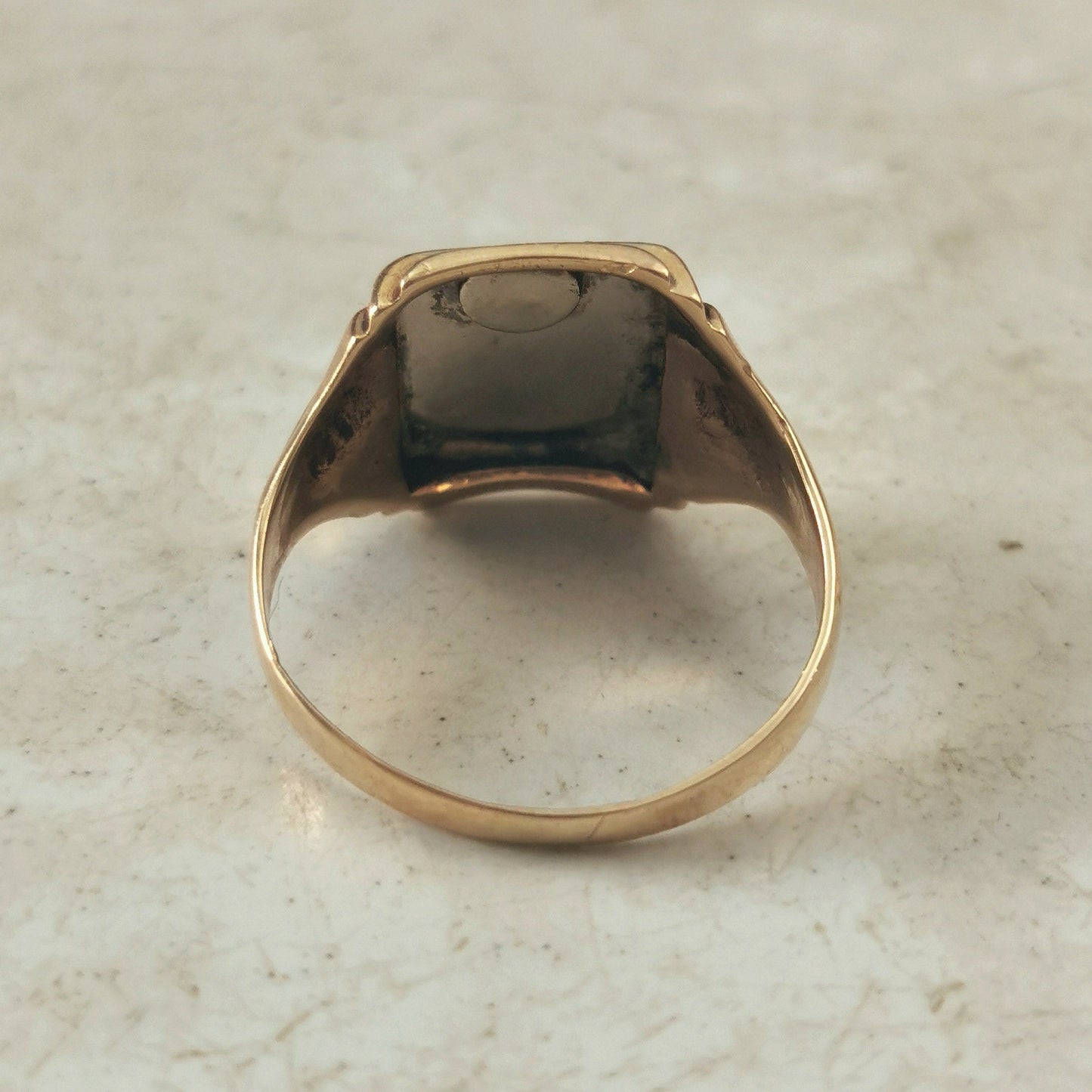 Vintage 10k Yellow and White Gold Signet Ring with Rose Cut Diamond